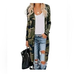Long open camouflage lightweight cardigan/ duster Sz. XL (16)